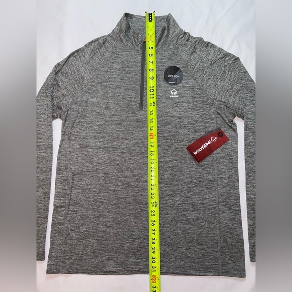 Wolverine NWT Men’s Size M Gunmetal Grey Eco Sun Stop Half Zip Long Sleeve Shirt - Picture 2 of 7